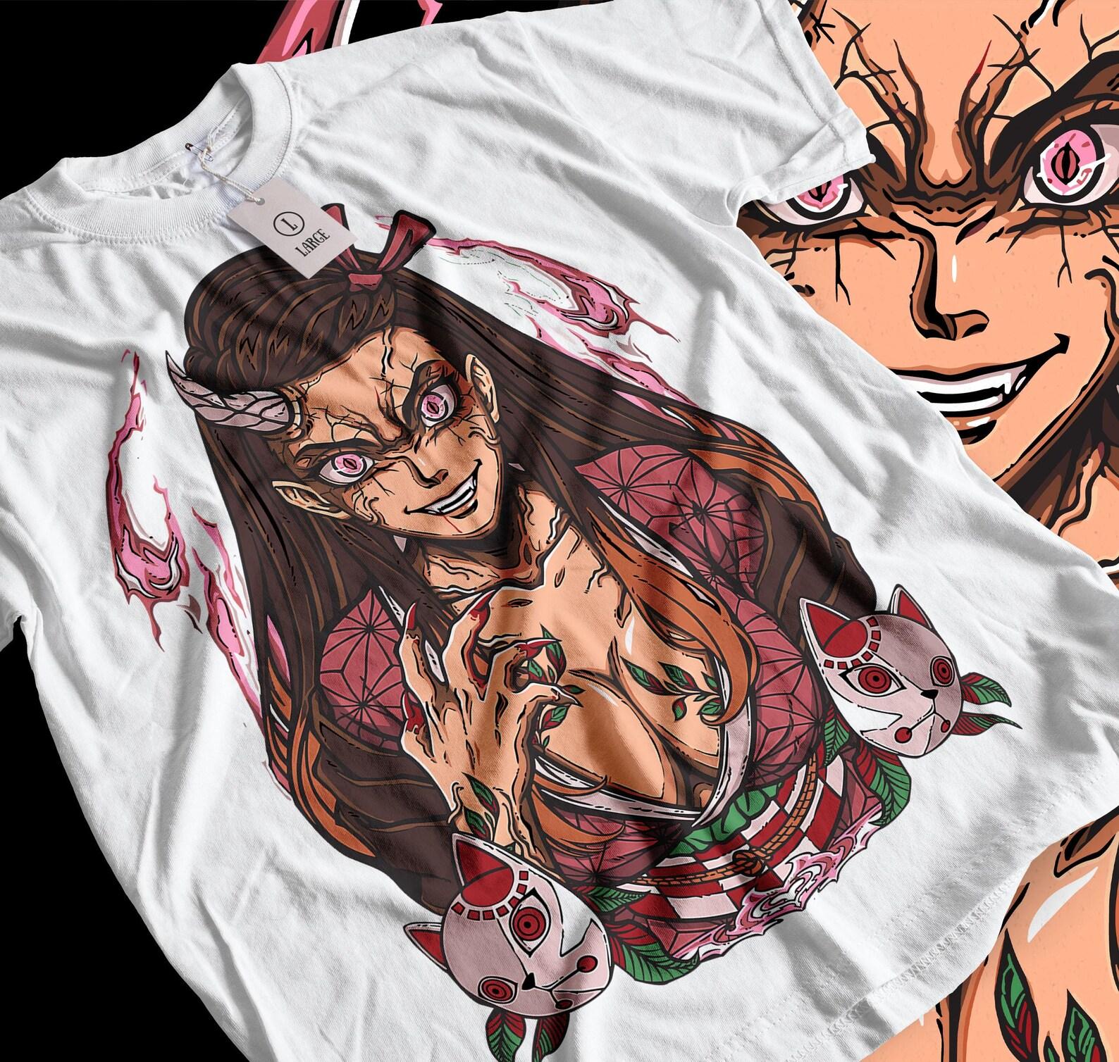 Anime Graphic Tee, Japanese Demon Manga Shirt, Streetwear Apparel 4XL
