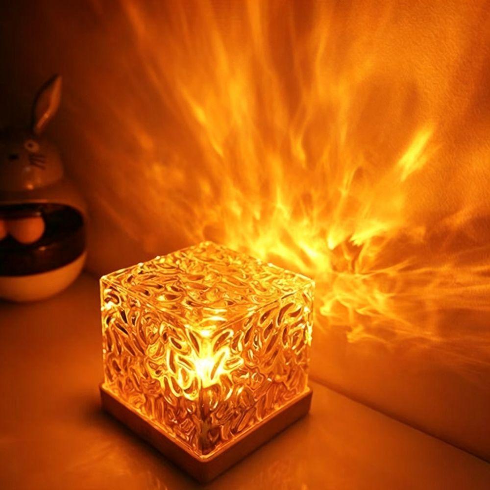 Remote Control Water Ripple Lamp RGB Color Changing Cube Atmosphere Lamp Bedroom Night Light