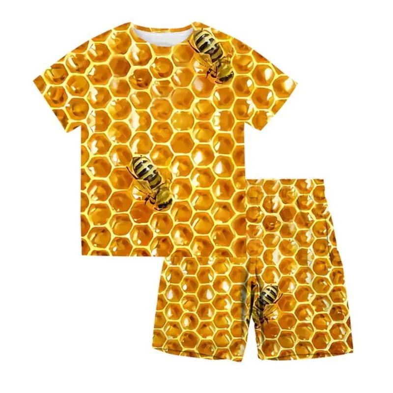 Set de pijamale cu 2 tricouri scurte și pantaloni scurți cu efect fosforescent pentru fete, model pisică,