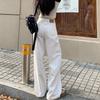 Women's High-Waisted White Wide-Leg Jeans - Spring 2025 Collection, Slimming Petite Fit with Advanced Drape