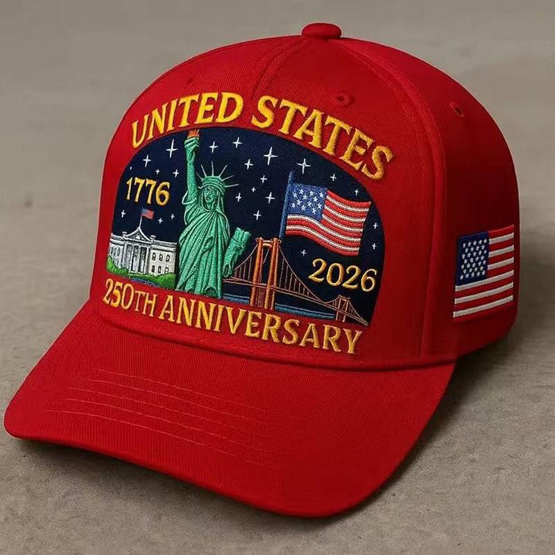

250th Anniversary of America Baseball Cap Statue of Liberty US Hat 1776-2026 Outdoor Casual Caps for Men Women червоний