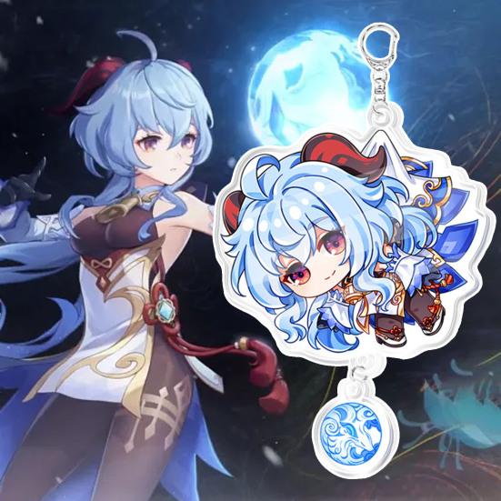 Genshin Impact Klee Keqing Keychain Double Sided Scratch