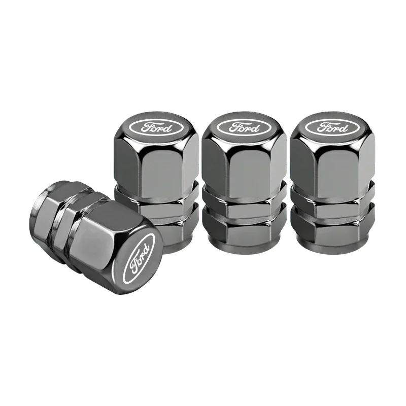 Adesivo Auto 2026 Ford 4 Pezzi Tappo Valvola Aria Stelo Valvola Pneumatico Metallo per Auto per Ford S MAX Ranger Focus Fiesta Mondeo Kuga Mustang Escort
