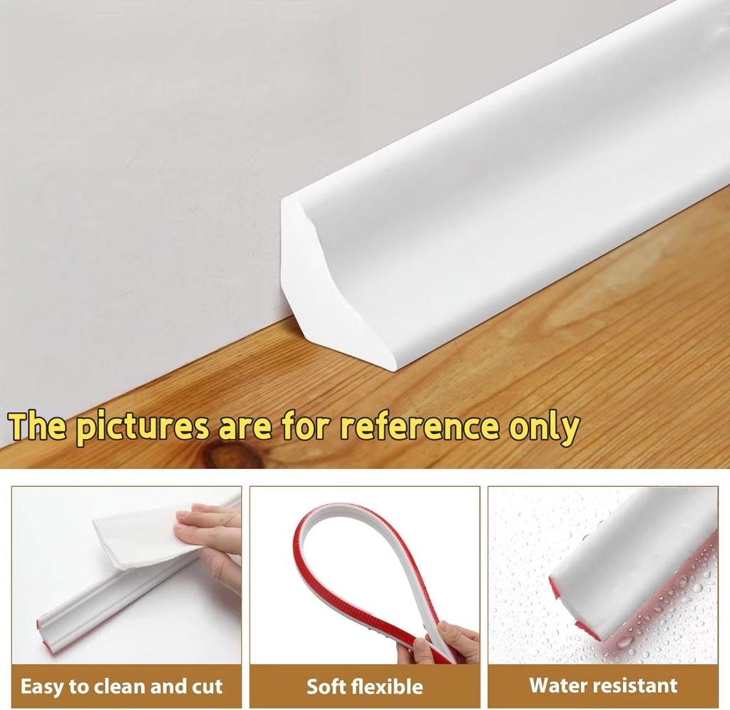 1PC 1/3/5/6m Self-Adhesive Wall Trim Line Waterproof Corner Baseboard Sealing Strip Peel and Stick For Floor, Ceiling, Edges