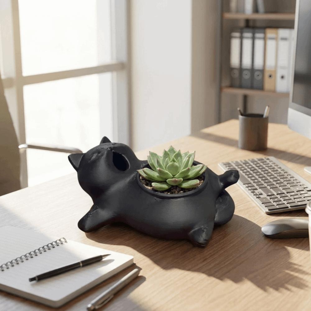 Cat-shaped Storage Box Cat Flower Pot 3D Printed Desktop Storage Box Succulent Pot Tabletop