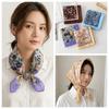 Flower Printed Silk Scarf Square Scarf Hair Band All-match Floral Kerchief  Spring Summer