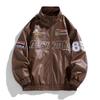 Amerikanische Motorradjacke Baumwolljacke Herren Herbst und Winter Verdickt High Street Trendige Baumwolljacke Fliegeranzug PU-Lederjacke