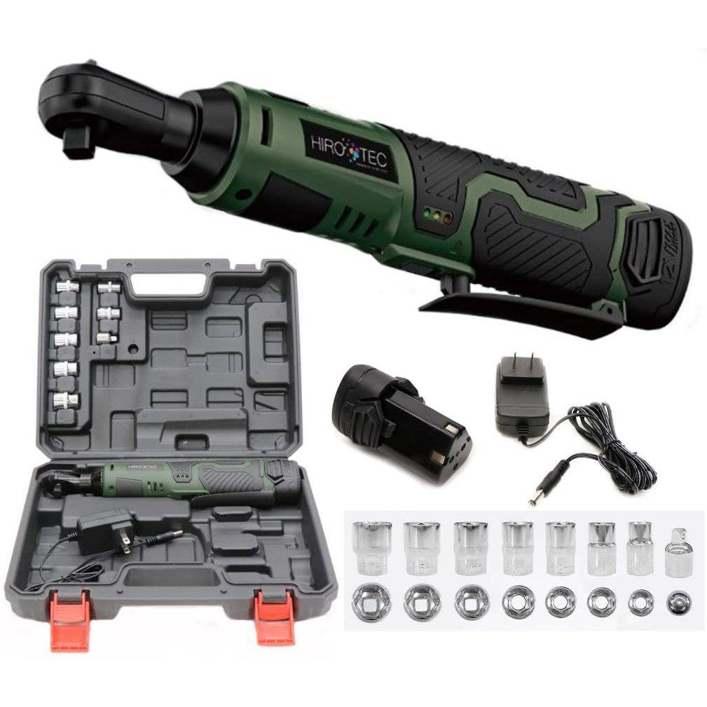 PremiumGia Cordless 12V Electric Ratchet Wrench Set, LED Light, Variable Speed, Portable