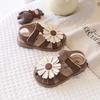 New Girls' Sandals Large Flower Summer Style Non-Slip Soft Sole Toddler Shoes Beach Shoes Classic Children'S Party Shoes