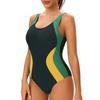 Women's One-Piece Swimsuit Sleeveless Conservative Backless Colorblock Swimsuit with Built-In Chest Pad Neoprene Fabric Swimwear