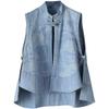Chalecos Vaqueros Baggy Estilo Chino Vintage Sin Mangas Estampado de Nubes Chic Verano Cuello Alto Dulce Simple Estético Estudiantes Suave