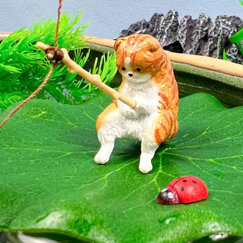 Dekorative Harze Aquarien Akzente Detaillierte Anglerkatzen Blatt Marienkäfer Ornamente zur Personalisierung von Heim- und Bürodekorationen