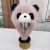 Parent-child Autumn and Winter Cute Plush Panda Hat Thick Warm Large Head Circumference Imitation Fox Fur Pullover Hat Earmuffs Hat
