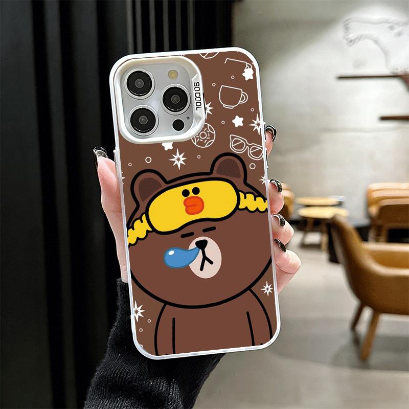 Cartoon Bear Brown Rabbit Soft Phone Case for iPhone 15 16 17 Pro Max 17Air 16E 14 Plus 13 12 Mini Shockproof Cover Back Shell