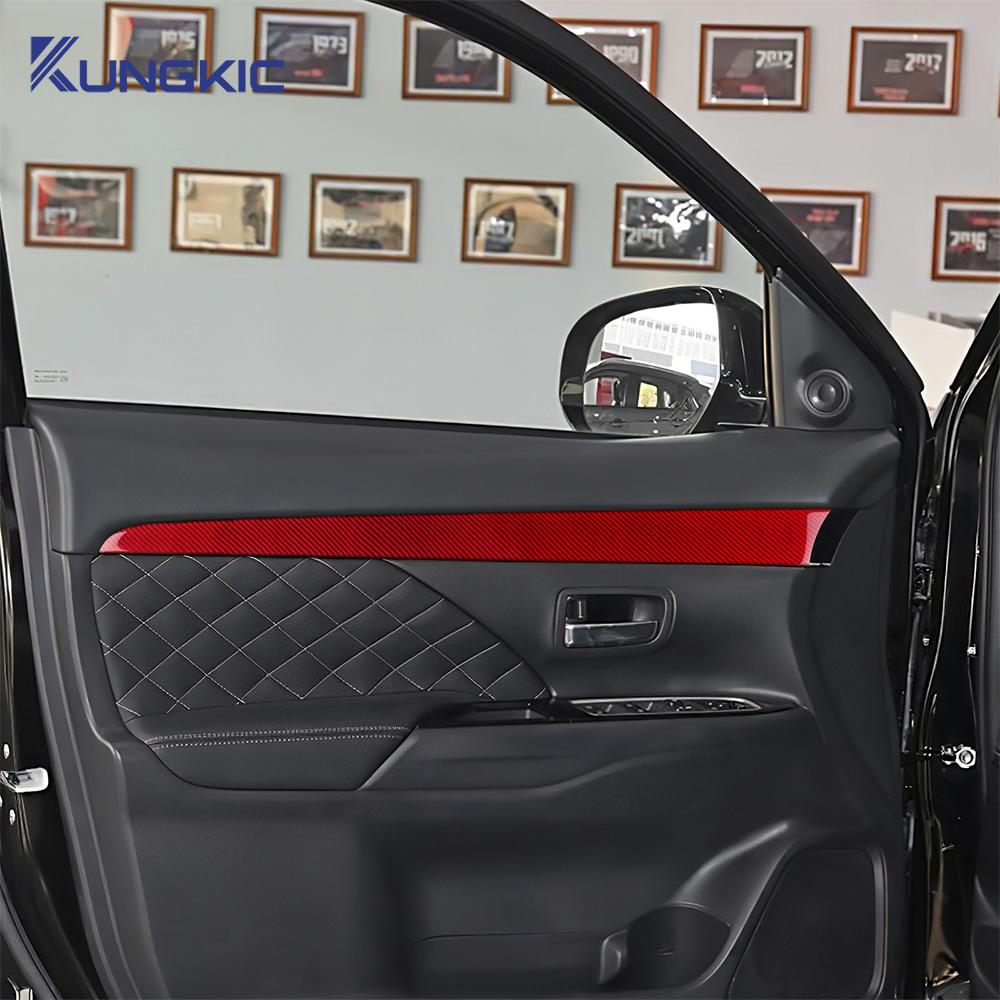 For Mitsubishi Outlander 2013 2014 2015 2016 2017 2018 2019 2020 2021 Real Soft Carbon Fiber Sticker LHD RHD Front Door Trim