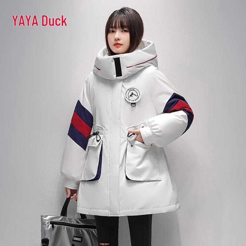 Yaya Damen Mittellange Daunenjacke mit Kapuze
