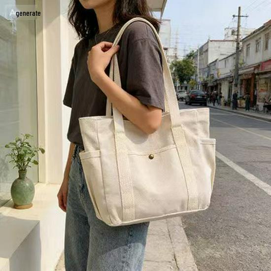 Women's Canvas Shoulder Bag - Versatile, Large Capacity, Multifunctional Handbag for Commuting and Students