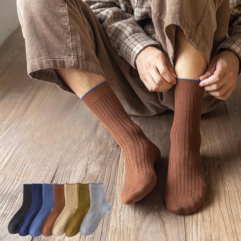 Men Spring and Autumn Pure Cotton Pure Color Sports Deodorant Sweat Absorption Socks