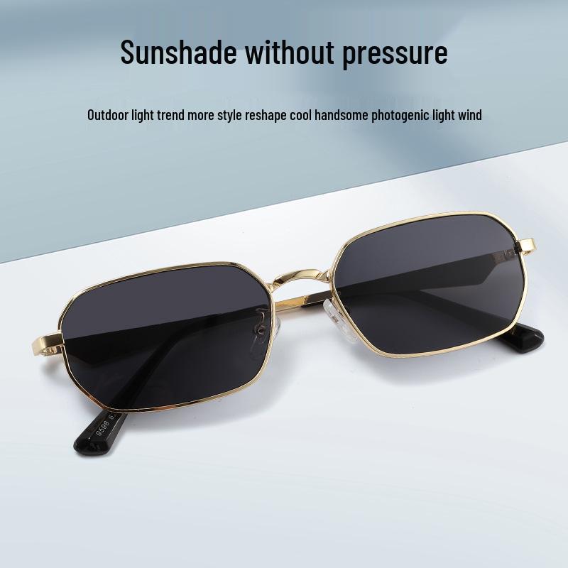 Fashion Cross-Border Small Frame Metal Sunglasses: Retro Square UV Protection for Men & Women in Hong Kong Style