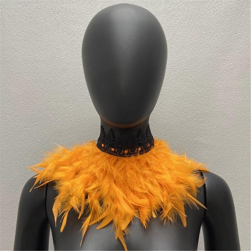 Colorful Real Feather Shawl Great for Halloween Cosplay Evening Party for Ladies Photography Capelet Adjustable Size