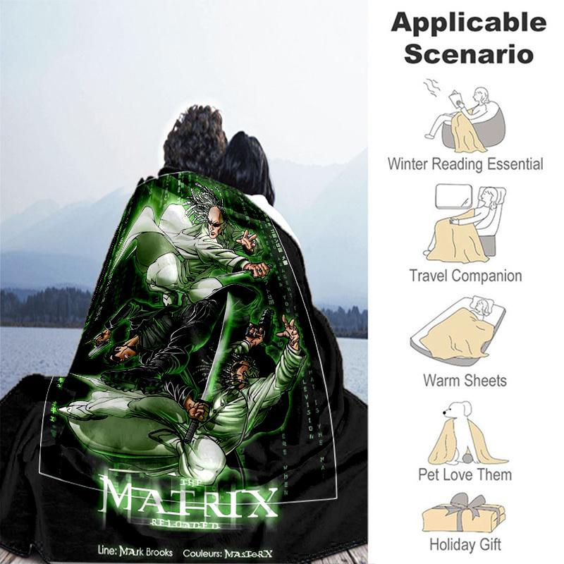 1pc Matrix Reloaded Artwork Cartoon Blanket,Portable Throw for Travel & Camping, All Season Cozy Blanket,Ideal Gift