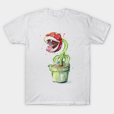 T Shirt Women Piranha Plant Watercolor Harajuku Print Kawaii Tshirt Summer Short Sleeve Female T-Shirt Top Tee