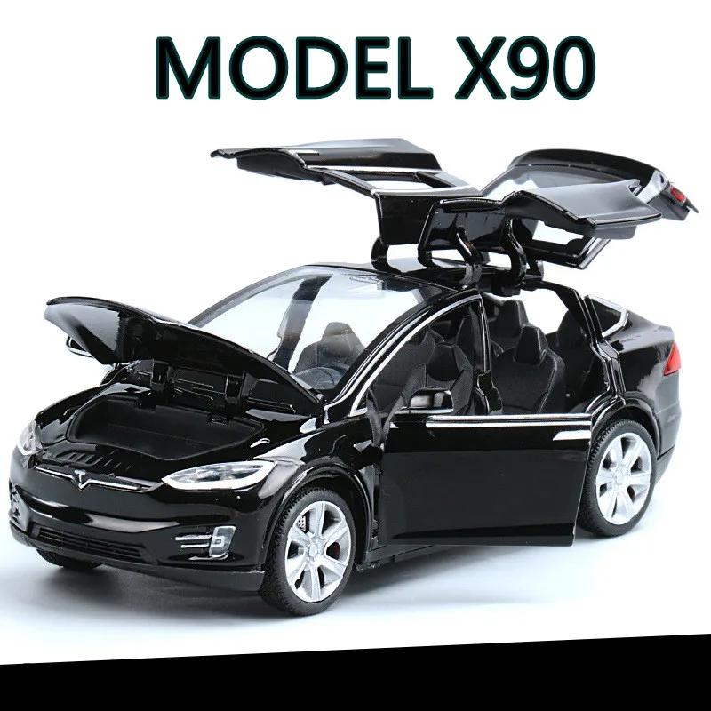 DQMN8 High Simulation 1:32 Tesla MODEL X 90 Alloy Car Model Diecasts Toy Vehicles Toy Cars Boy Toys Pull Back Flashing Sound Kid Gifts