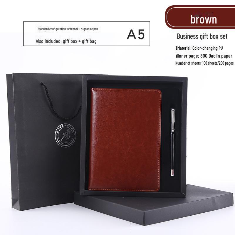 Premium Business Leather Notebook Gift Set with Custom Logo, A5/B5 Sizes, Thick Conference Notepad