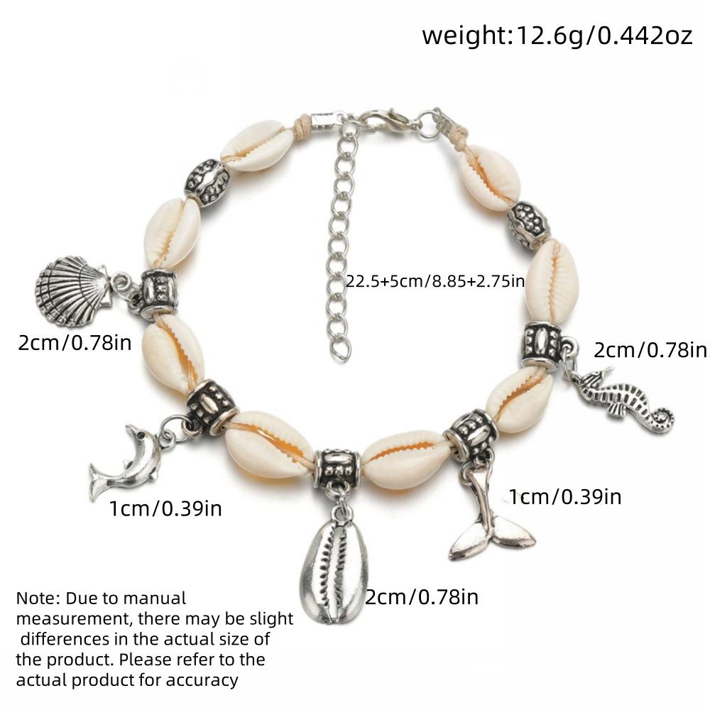 Summer Vintage Ankle Bracelets For Women Silver Color Shells Conch Charm Boho Chain On Leg Barefoot Jewelry