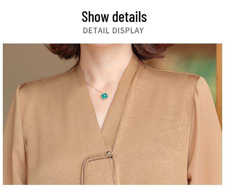 2024 New Women's Chiffon Blouse & T-Shirt Set for Middle-Aged & Elderly – Short Sleeve, Two-Piece Summer Fashion