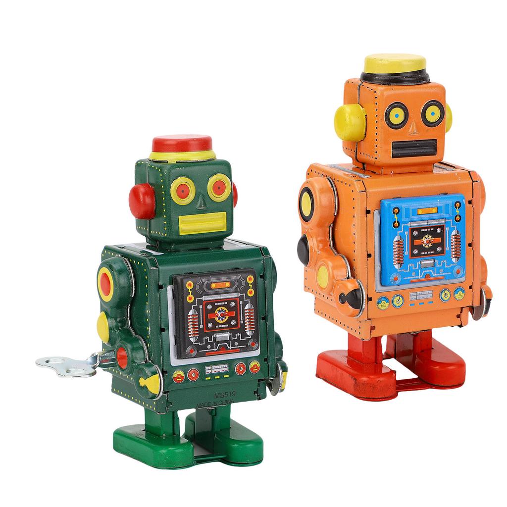 Vintage Robot with Wind Up Handle Clockwork Spring Toy for Collection Coffee Shop Home Decoration Ph
