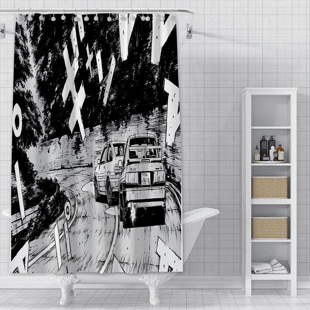Tenda da doccia Impermeabile Tessuto Poliestere Pittura Colorata Tende da Bagno Iniziale D Casa Bagno Decorazione Tenda Con Gancio