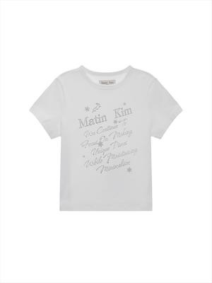 [Matinkim] GLOW PRINTING CROP TOP IN WHITE