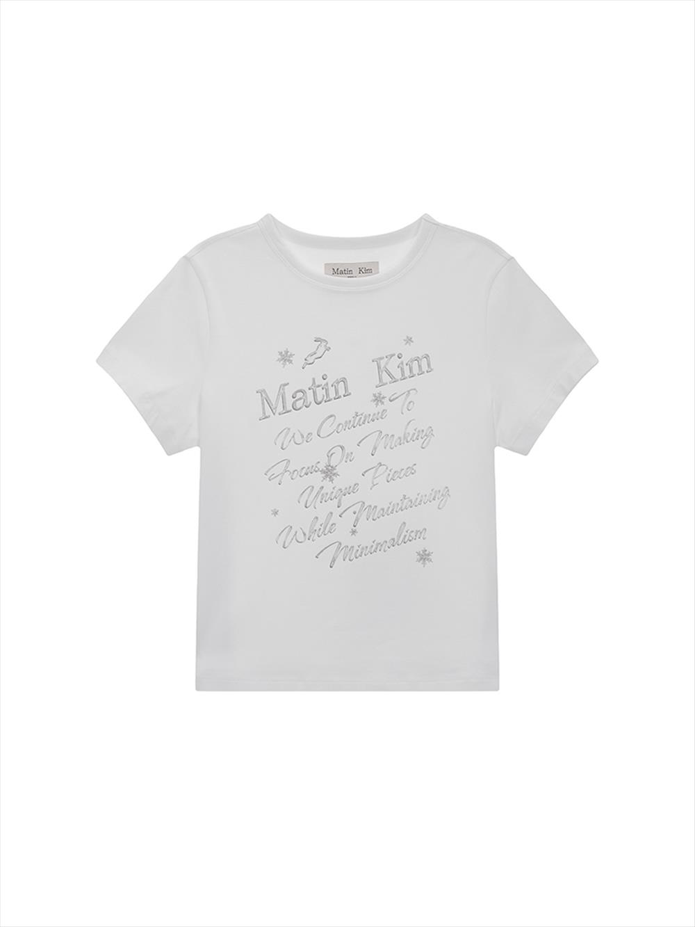 [Matinkim] GLOW PRINTING CROP TOP IN WHITE S-WHITE