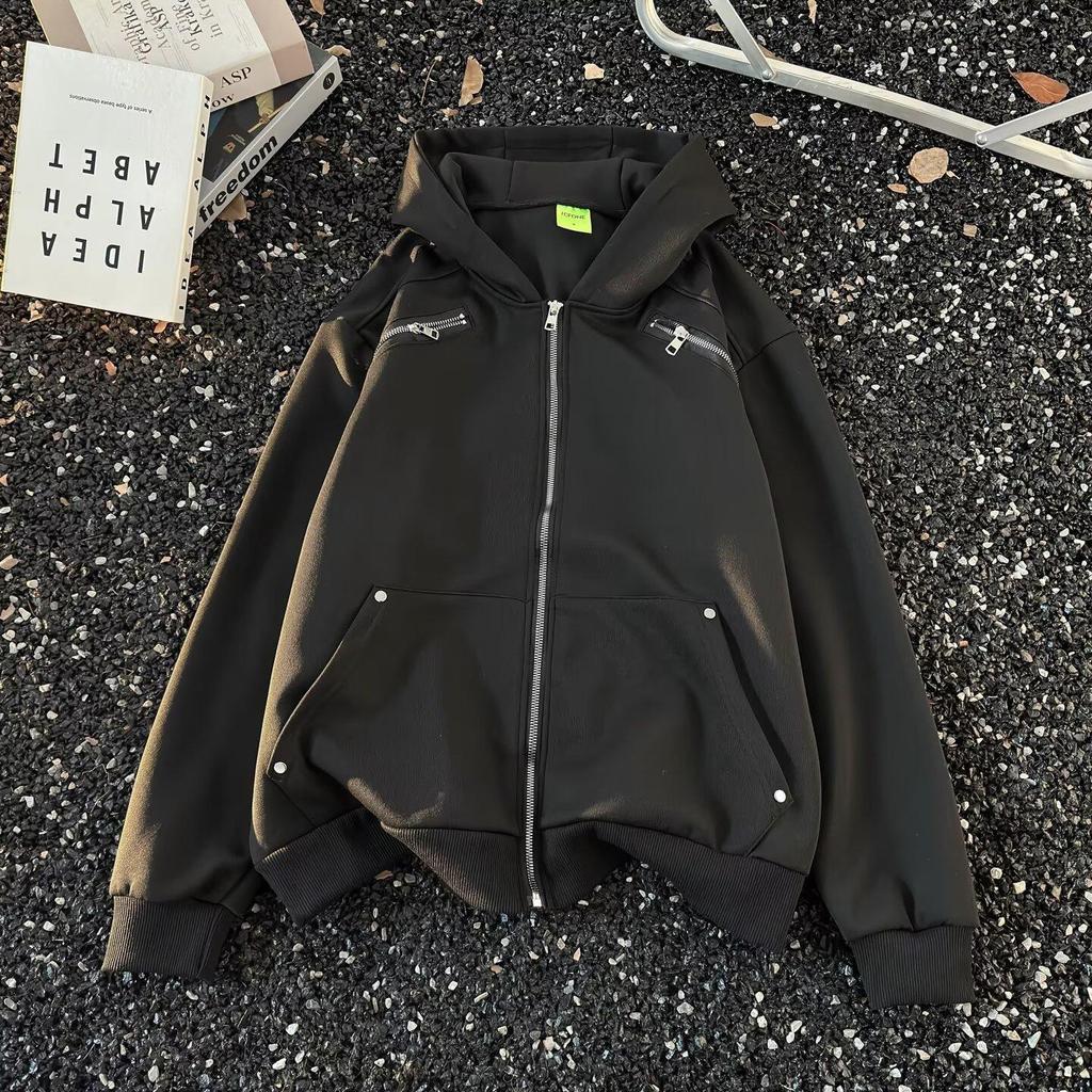 Men's 2025 Retro Patchwork Hooded Sweatshirt, Early Autumn Raglan Sleeve American Hoodie, Loose Long Sleeve Cardigan Jacket