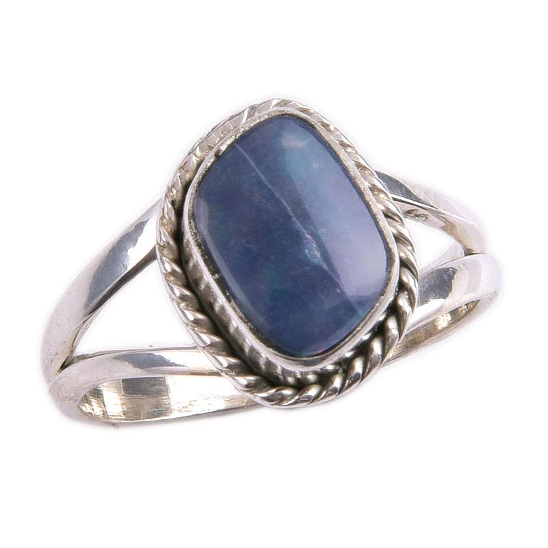 Natural Australian Opal Gemstone 925 Solid Sterling Silver Jewelry Ring S.6 L5e58