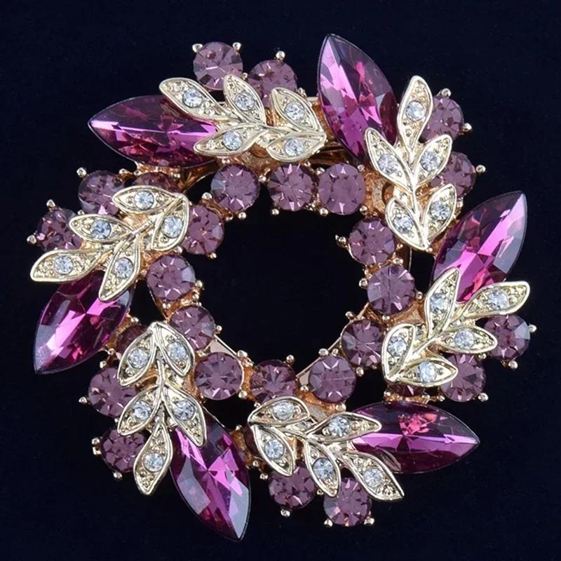 Women Concise Fashion Rhinestone Crystal Flower Wedding Bridal Bouquet Brooch Pins Brooches Accessories Creative Gift Decorative