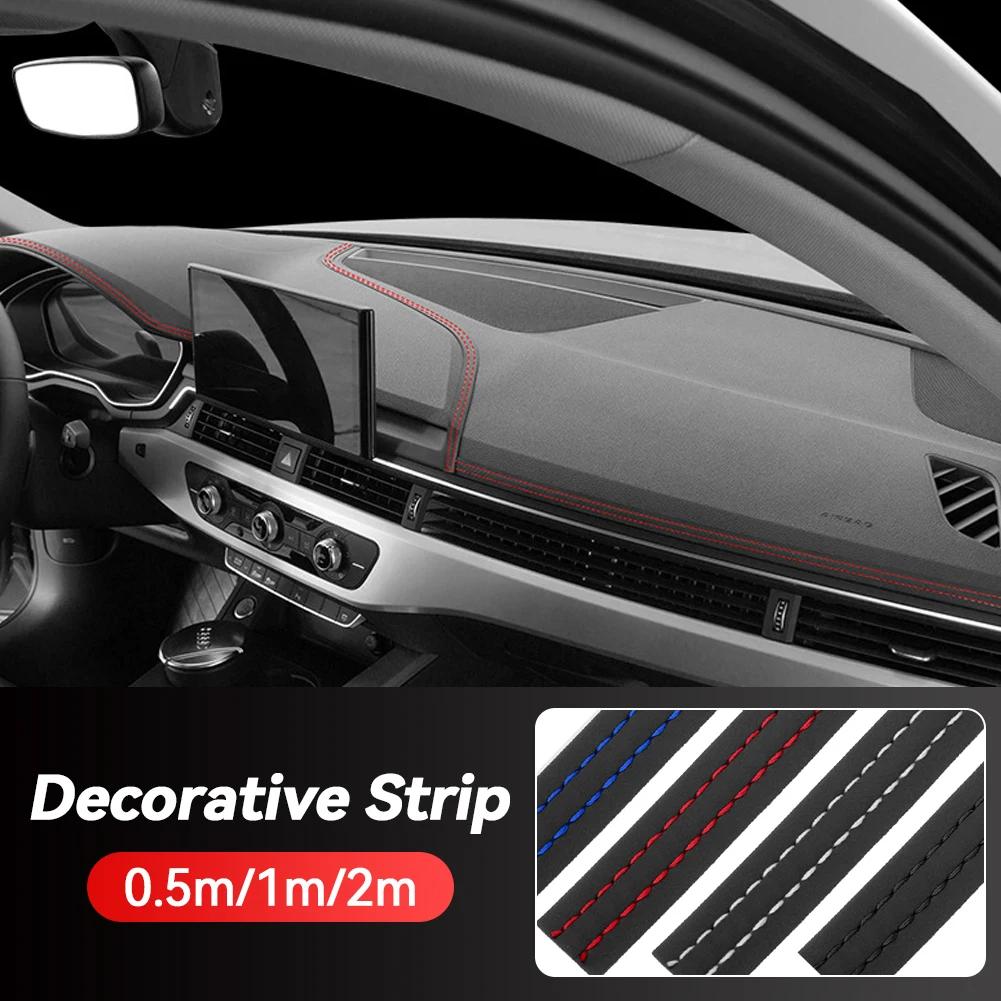 Universal Car Mouldings Trim Pu Leather DIY Braid Decorative Line Strip For Door Dashboard Sticker Car Interior Accessories
