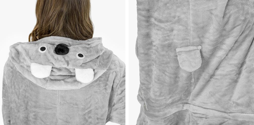 Jednodílný kostým Koala Pánské pyžamo Dárek pro manžela Kigurumi Kombinéza Zimní M Jednodílný kostým Koala - S