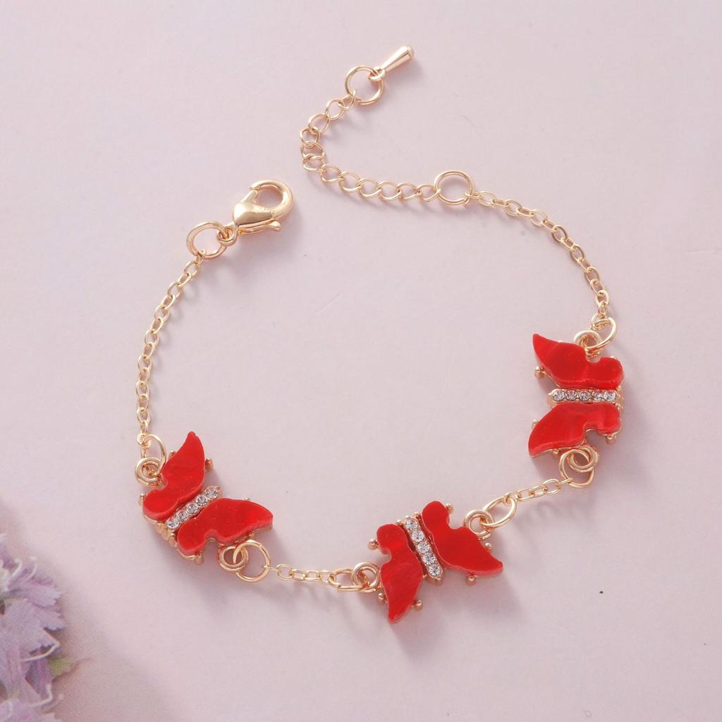 Ladies Titanium Steel Acrylic Rhinestone Butterfly Bracelet Jewelry