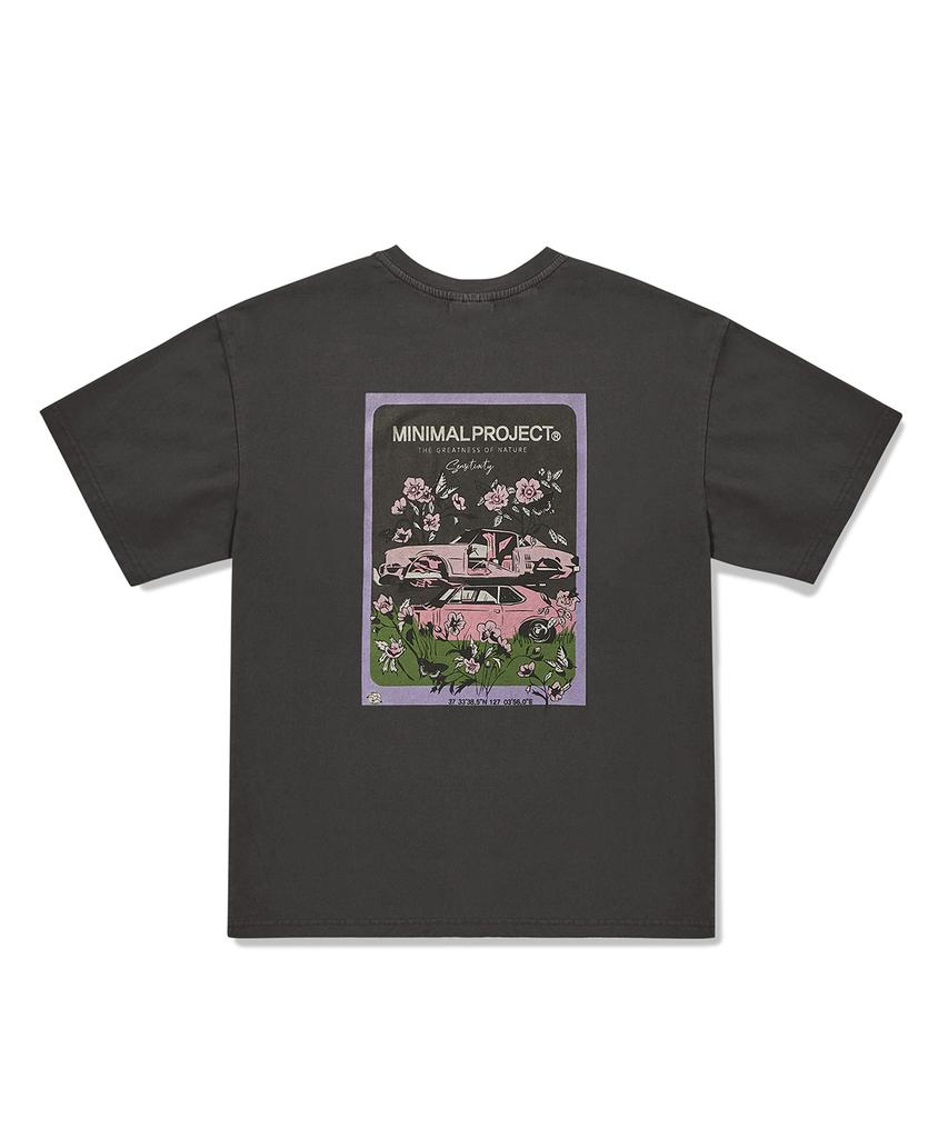 MINIMALPROJECT Flower Frame Pigment Short Sleeve T-Shirt Mst164 [Darkgray]