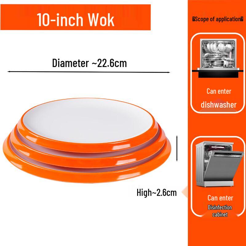 Two-Tone Melamine Shallow Round Dinner Plate 10 inches