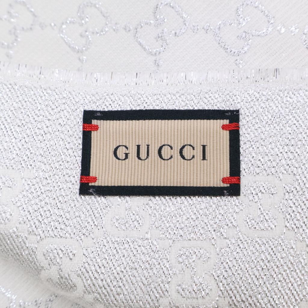 GUCCI Excellent condition, domestically authorized 623161 GG glitter large size stole White x silverUsed