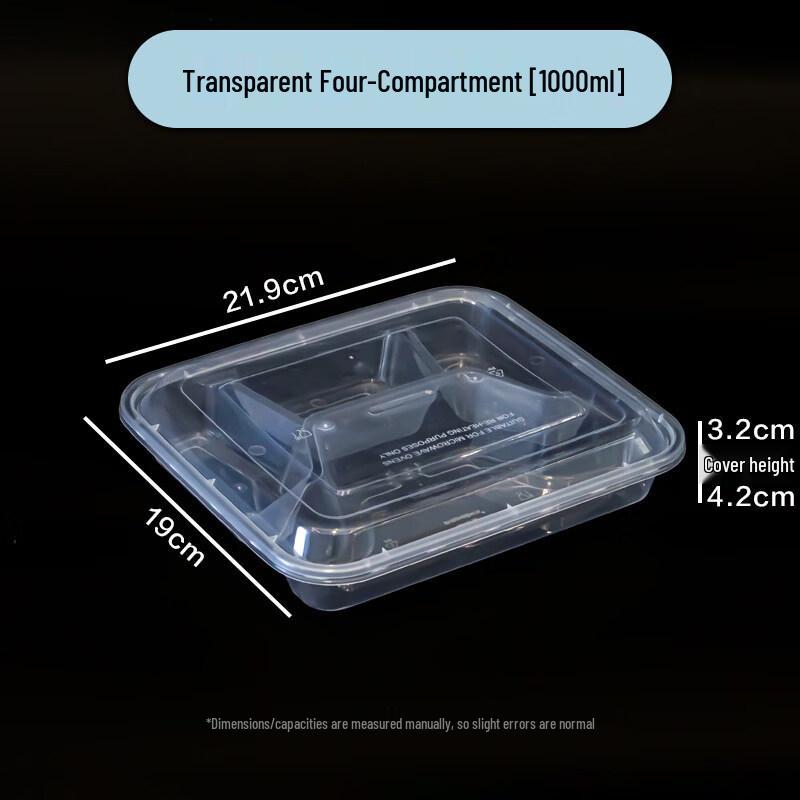 ZISIZ 1000ml 4-Compartment Disposable Lunch Box