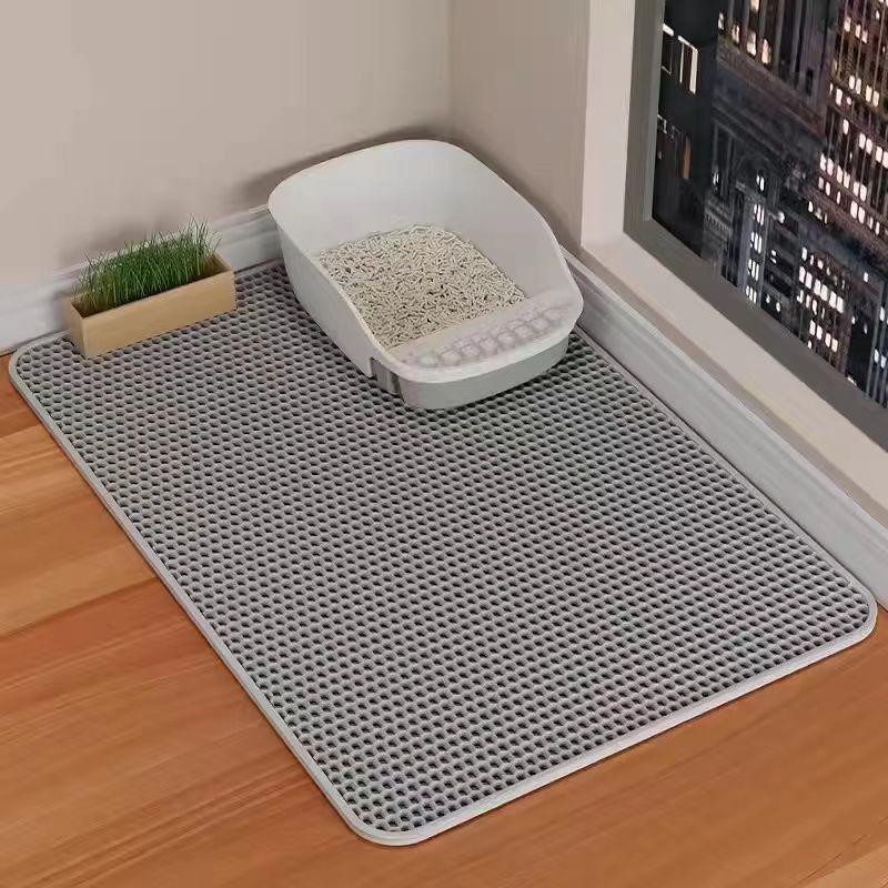 Washable, Anti-Slip Double-Layer EVA Cat Litter Mat – Splash-Proof Cat Rubbing Mat for Litter Boxes