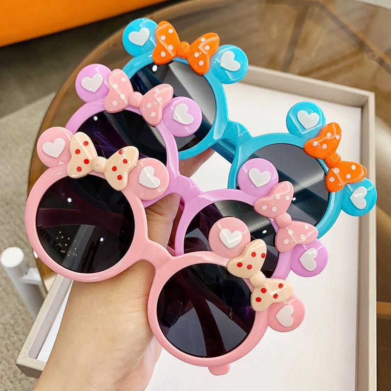 New Children Fashion Sunglasses Girls' Cartoon Decoration Bow Sun Glasses Cute Baby Outdoor Sunshade Eyewear Uv400