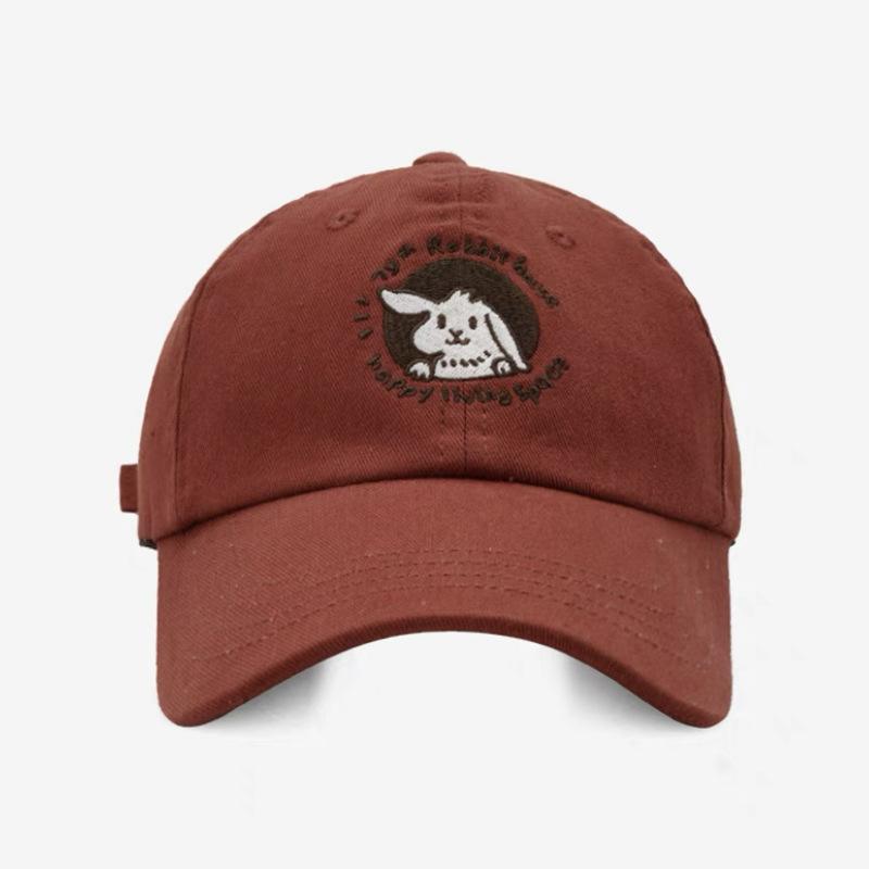 Peaked Baseball Cap Hat Rabbit Embroidery Pattern Uv Protection Unisex Design