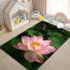 Realistic White Lotus Area Rug Zen Floral Carpet Non-Slip Play Mat for Living Room Meditation Room Asian Decor Home Decoration