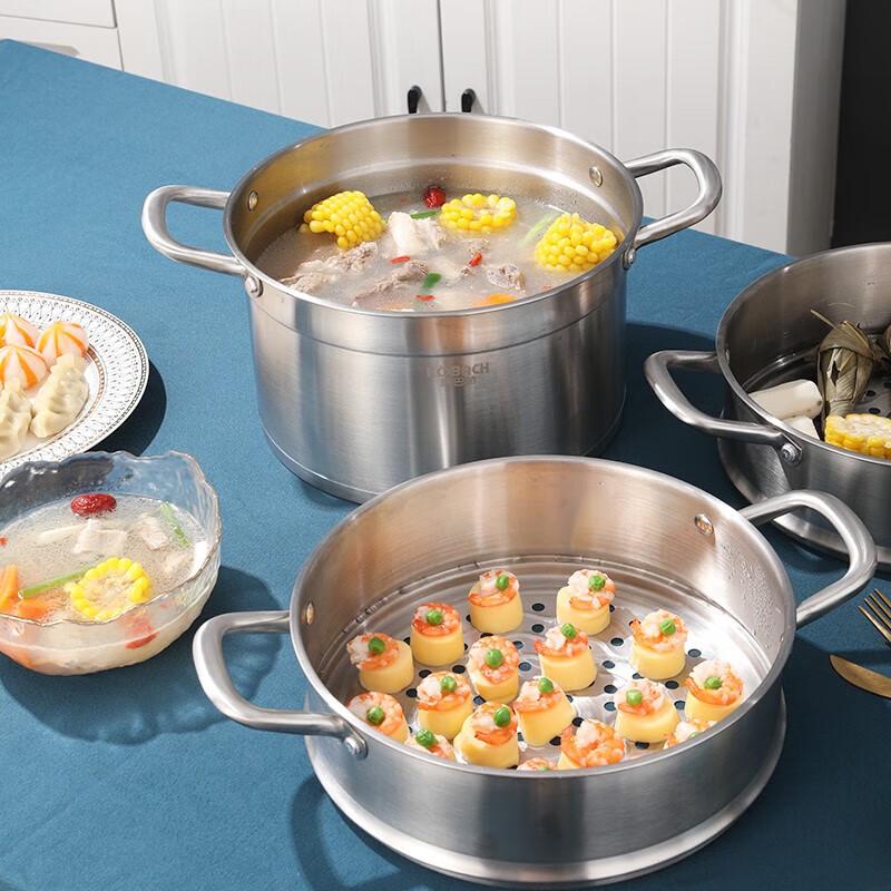 Kombach 3-stöckiger Edelstahl-Dampfgarer mit großem Fassungsvermögen