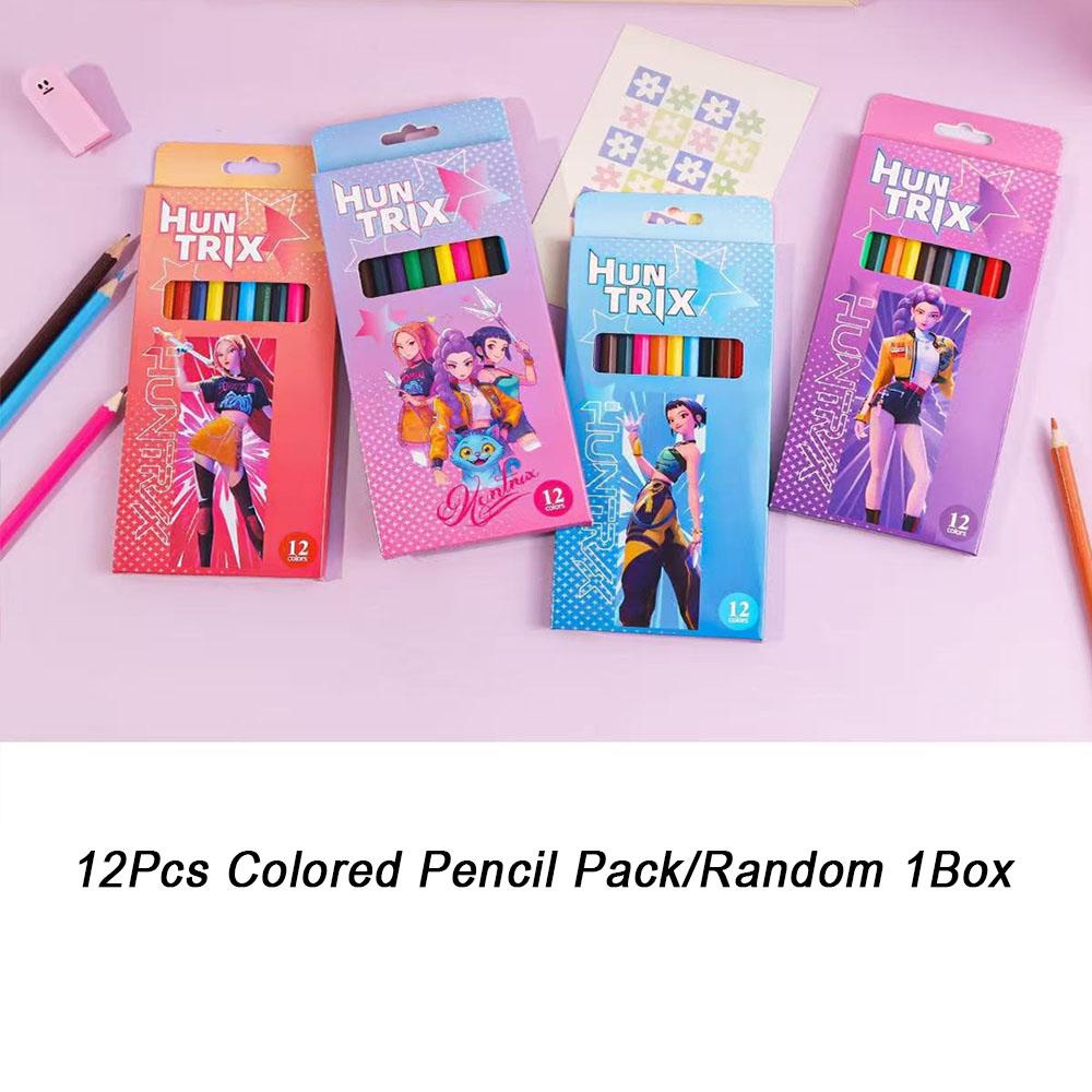 12Pcs Kpop Demon Hunters Huntrix 2B Pencils Set Wood Graphite Sketch Pencils Smooth Writing for School Office Drawing Sketching